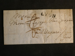 DO12  FRANCE   BELLE LETTRE  1824  LYON A NOGARO +CACHET  ROUGE + + AFF. INTERESSANT+++ - 1801-1848: Voorlopers XIX