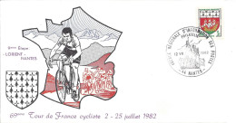 ENVELOPPE OFFICIELLE TOUR De FRANCE CYCLISTE 1982 - 9e ETAPE - LORIENT NANTES - Cachets Commémoratifs