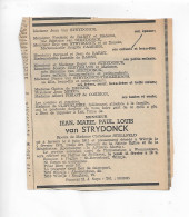 FP Nécrologie Jean Van Strydonck épx Christiane Stellfeld Wilrijk 1971 - Décès