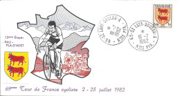 ENVELOPPE OFFICIELLE TOUR De FRANCE CYCLISTE 1982 - 13e ETAPE - PAU PLAT D'ADET - Matasellos Conmemorativos