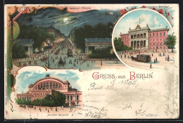 Lithographie Berlin, Anhalter Bahnhof, Potsdamer Bahnhof Und Leipziger Strasse, Pferdebahnen  - Kreuzberg