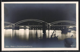 AK Köln-Deutz, Pressa 1928, Rhein-und Brückenbeleuchtung  - Köln