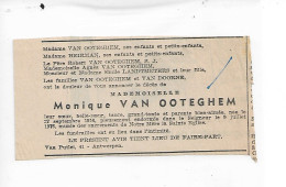 FP Nécrologie Monique Van Ooteghem Anvers 1978 - Obituary Notices