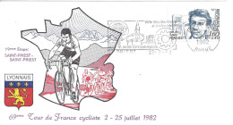 ENVELOPPE OFFICIELLE TOUR De FRANCE CYCLISTE 1982 19e ETAPE ST-PRIEST ST-PRIEST - Commemorative Postmarks