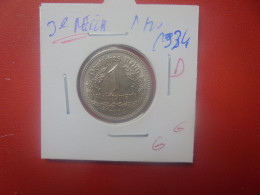 3eme REICH 1 MARK 1934 "D" (A.4) - 1 Reichsmark