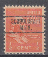 USA Precancel Vorausentwertungen Preo Locals Michigan, Schoolcraft 734 - Preobliterati