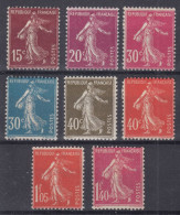 TIMBRE FRANCE SERIE SEMEUSE CAMEE N° 189/196 NEUVE * GOMME AVEC CHARNIERE - 1906-38 Sower - Cameo