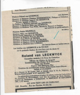 FP Nécrologie Roland Van Leckwyck Woluwe Saint Lambert 1981 - Obituary Notices