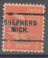 USA Precancel Vorausentwertungen Preo Locals Michigan, Shepherd 703 - Precancels