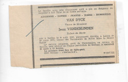 FP Nécrologie Adrienne Van Dijk Vve Jean Vanderlinden Lierre 1971 - Décès