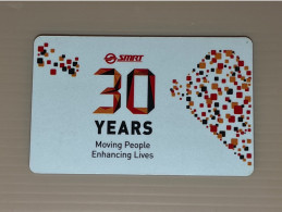 Singapore Nets Flashpay EZ Link Transport Metro Train Subway Card, SMRT 30 Years, Set Of 1 Used Card - Singapur