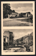 AK Berggiesshübel, Blick In Die Hauptstrasse Vor U. Nach Dem Unwetter Am 8. /9.7.1927  - Inondazioni
