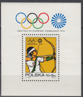 ⁕ Poland / Polska 1972 ⁕ Olympic Games, Munich Mi.2157 Block 51 ⁕ 1v MNH - Neufs