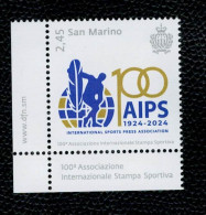 San Marino 2024 - Centenario Dell’Associazione Internazionale Stampa Sportiva (AIPS) 1v  Complete Set ** MNH - Unused Stamps