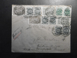 Deutsches Reich Mi. 273(2 Paare)+EM+290(2)+252(2)+254(2)+Rs.282+255+249(2)+250+251(2)tls.Gehler Brief(16x13cm) N.Dresden - Storia Postale