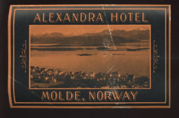 ETIQUETTE D'HOTEL - NORVEGE - MOLDE - ALEXANDRA HOTEL - Publicités