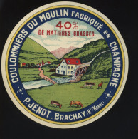 ETIQUETTE DE FROMAGE - COULOMMIERS DU MOULIN - FROMAGERIE P. JENOT, BRACHAY (HAUTE-MARNE) - Quesos