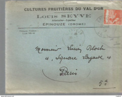 F12 / Enveloppe Publicitaire Cultures Fruitieres Du Val D'or Louis SEYVE EPINOUZE Drome Timbre Tuberculeux - Advertising