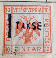 Albanie - VARIÉTÉ - 1921, VETËKEVERRIA, E MIRDITIËS SURIMPRESSION - TAKSE10 QINTAR - Albania