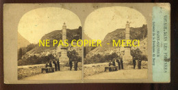 PHOTO STEREO -  VOYAGE DANS LES PYRENEES - SAINT-SAUVEUR - COLONNE DE LA DUCHESSE DE BERRY - FORMAT 17 X 8.5 CM  - Fotos Estereoscópicas