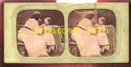 PHOTO STEREO CIRCA 1860 - TRANSPARENTE - FEMME ET FILLETTE  - FORMAT 17.5 X 8.5 CM - Stereoscoop