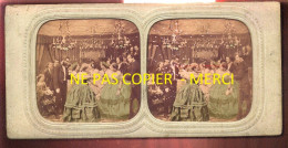 PHOTO STEREO CIRCA 1860 - TRANSPARENTE - RECEPTION - FORMAT 17.5 X 8.5 CM - VOIR ETAT - Photos Stéréoscopiques