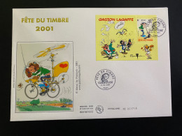 Enveloppe 1er Jour GF Soie "Gaston Lagaffe - Franquin" - 24/02/2001 - BF34 - 3370 - Fête Du Timbre - 2000-2009