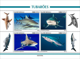 2024-04 - CENTRAL AFRICAN - SHARKS                  4V  MNH** - Fishes