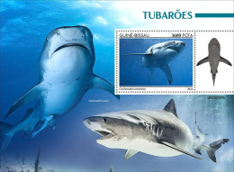 2024-04 - CENTRAL AFRICAN - SHARKS                  1V  MNH** - Vissen