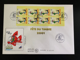 Enveloppe 1er Jour GF Soie "Gaston Lagaffe - Franquin" - 24/02/2001 - BC3370A - 3370 - Fête Du Timbre - 2000-2009