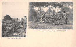 Afrique - DAHOMEY - Indigènes Dahoméens Fabriquant Des Briques + Un Coin De Marché - Précurseur - Dahomey