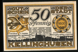 Notgeld Kellinghusen 1921, 50 Pfennig, Wappen, Doktor Grauer`s Fayance-Fabrik, Panorama, Gutschein  - [11] Emissions Locales