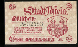 Notgeld Idstein, 25 Pfennig, Stadtturm Und Wappen, Gutschein  - [11] Local Banknote Issues