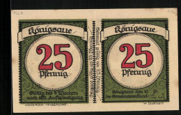 Notgeld Königsaue 1921, 50 Pfennig (2 X 25 Pfennig), Kinder Halten Die 50 Auf Der Wiese  - [11] Emissioni Locali