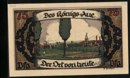 Notgeld Königsaue 1921, 75 Pfennig, Stadtpanorama Und Landkarte  - [11] Emissioni Locali