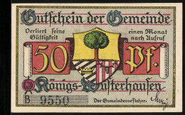 Notgeld Königs-Wusterhausen, 50 Pfennig, Jagdschloss Um 1400, Wappen, Gutschein  - [11] Local Banknote Issues