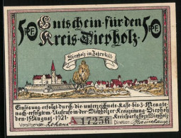 Notgeld Diepholz 1921, 50 Pfennig, Diepholz Im Jahre 1621, Auburg Bei Wagenfeld Im Jahre 1654, Gutschein  - [11] Emissions Locales