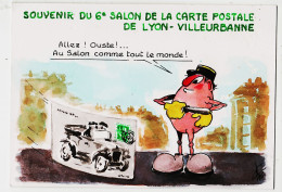 01458 / Rare LYON VILLEURBANNE Dessin Original Realisé MAIN Georges NEMOZ Dedicace 6e SALON CARTE POSTALE 1996 - Lyon 1