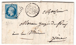 1858  CAD T 15 De NYONS  P C 2312  Envoyée à LA MURE - 1849-1876: Klassik