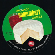 étiquette Fromage Camembert Cheese 227g Anco  France Corneville Eure 27 Export Montreal Canada - Cheese