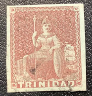 Trinidad SG 2 XF Used Gem, Ex Besançon Coll. 1851-55 Perkins Bacon (1d) Purple-brown On Blued Paper (BWI British Empire - Trinidad Y Tobago