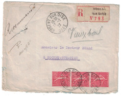 Oise - Nogent Sur Oise - Lettre Recommandée Pour Nogent Sur Oise - Affranchissement Semeuse - 17 Février 1927 - Postal Rates