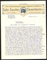 Facture Sesenheim I. E., Gebr. Sautter, Export-Apfelwein-Grosskelterei, Firmenlogo Avec Äpfeln  - Autres & Non Classés