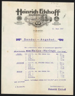 Rechnung Cuxhaven 1927, Heinrich Eckhoff, Seefischgrosshandlung, Firmenlogo, Hafenpartie  - Altri & Non Classificati