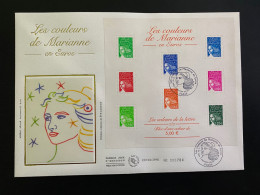 Lot De 2 Enveloppes 1er Jour GF Soie "Les Couleurs De Marianne" - 08/02/2002 - BF44/BF45 - 2000-2009