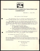 Briefkopf Darmstadt 1929, Freie Vereinigung Darmstädter Künstler, Nackter Mann Zu Pferde  - Andere & Zonder Classificatie