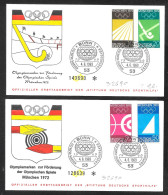 Germania/Germany/Allemagne: 2 FDC, Atletica, Hockey, Tiro, Vela, Athletics, Hockey, Shooting, Sailing, Athlétisme, Hocke - Verano 1972: Munich