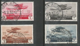 Libia Libya Italy Colony Era - 1932 Fiera Campionaria Tripoli Posta Aerea Airmail #A4/A7  -  Cpl 4v Set - Used - Tripolitaine