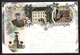 Lithographie Schönhausen / Elbe, Geburtshaus Des Fürsten Otto Von Bismarck, Geburtszimmer, Kriegerdenkmal, Porträt  - Other & Unclassified