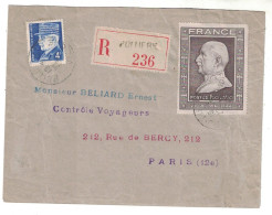 Vienne - Poitiers - Lettre Recommandée Pour Paris - 4f Pétain + Vignette Maréchal Pétain - 1944 - Posttarife